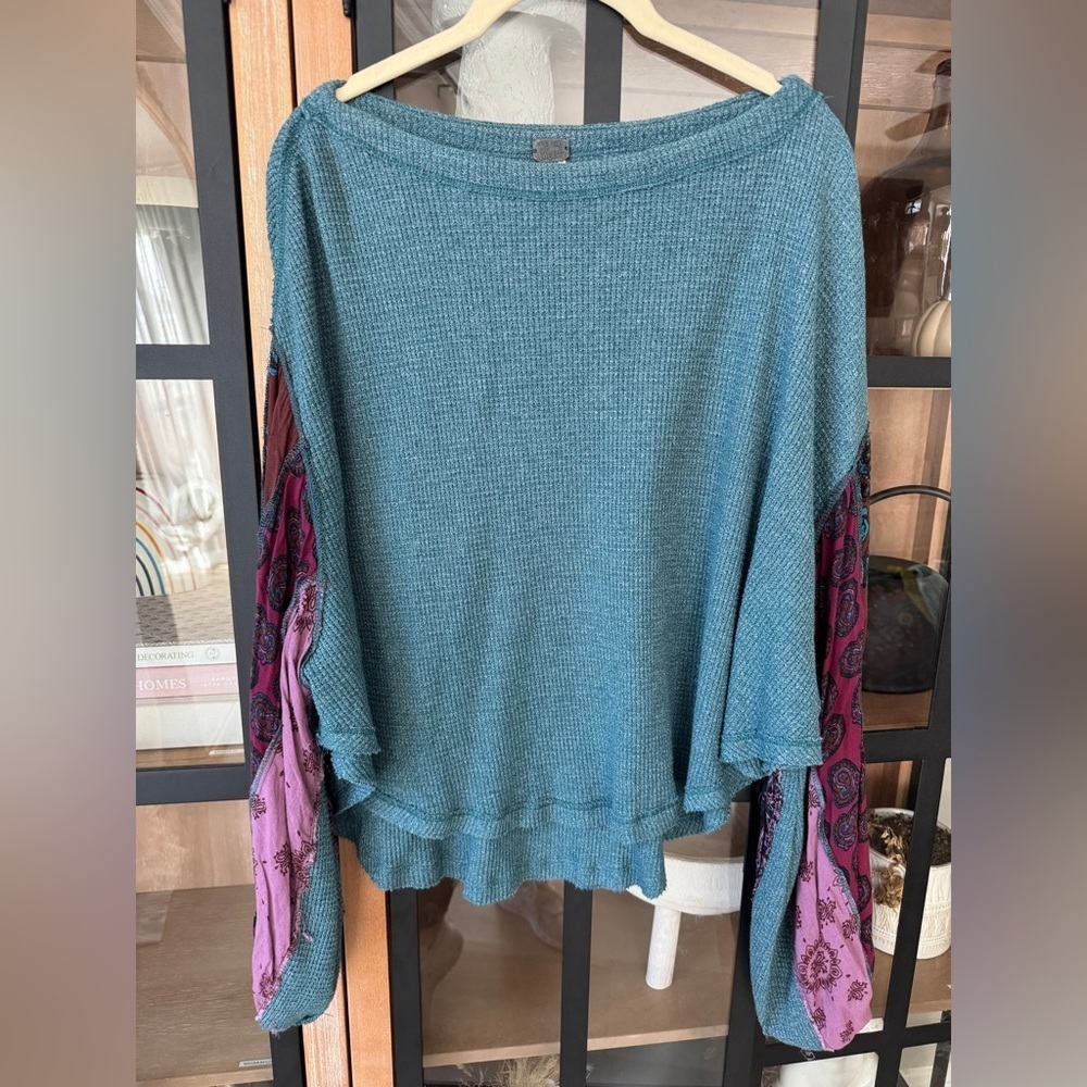 Free People long sleeve top waffle knit We The Free Blossom Thermal patchwork - Picture 2 of 12